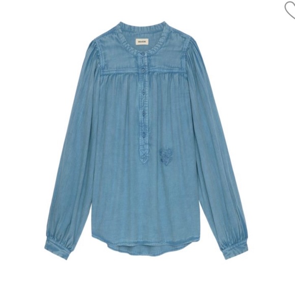 Zadig and Voltaire blue pale denim twill top size small - Picture 3 of 8